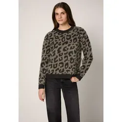 Street One Studio Damen Flauschiger Leo Pullover - Stylischer Strickpullover im Animal Print aus weichem Federgarn, ideal für gemütliche Tage. Rundhalsausschnitt und lange Ärmel sorgen für hohen Tragekomfort.