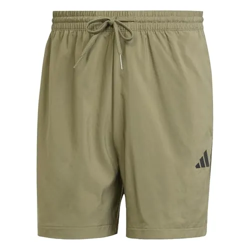 ADIDAS SPORTSWEAR "M SL CHELSEA" Herren Shorts, Gr. M, grün (olive strata, schwarz) - Trainingsbekleidung aus 100% recyceltem Polyester, leicht und bequem für sportliche Aktivitäten oder Freizeit. Ideal für warme Tage mit sportlichem 3-Streifen Logo.