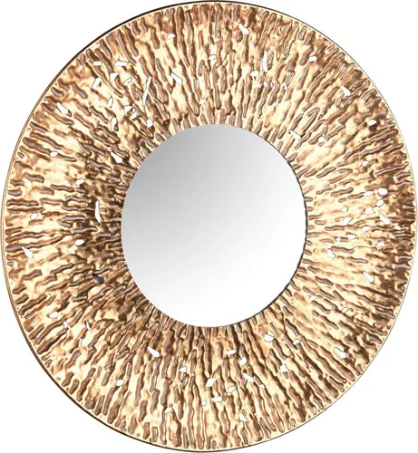 Dekospiegel MIRRORS AND MORE "RUBY", goldfarben 80 cm - Eleganter goldfarbener Dekospiegel mit einem Durchmesser von 80 cm. Ideal für Flur, Wohnzimmer oder Schlafzimmer – er bringt Licht und Stil in jeden Raum und setzt glamouröse Akzente.