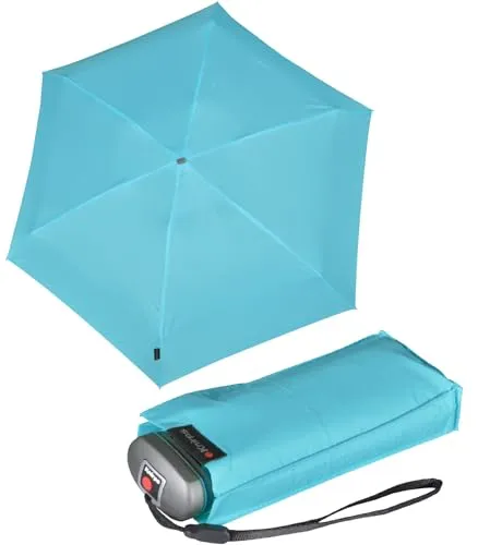 Knirps Mini Taschenschirm Travel Aqua - Leichtgewichtiger Damen Regenschirm, robust und windfest mit nur 195 g Gewicht