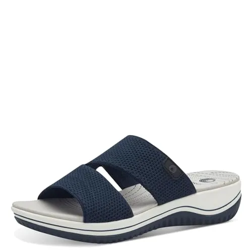 Jana Coshy Damen Hallux Pantolette mit flexibler Sohle, Blau (Navy), 39 EU - Pantoletten für Damen mit H-Weite für breite Füße, bieten optimalen Komfort und stilvolles Design für entspannte Sommerausflüge.