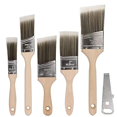 NANAPLUMS Malerpinsel 5er Set, Hochwertige Lackierpinsel für präzise Malerarbeiten - Hochwertige Pinsel aus synthetischen Materialien für ein perfektes Finish. Leichte Holzgriffe für komfortables Arbeiten. Ideal für alle Untergründe und langlebig. Perfekt für Profis und Hobby-Maler.