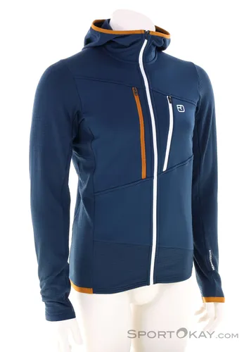 Ortovox Fleece Grid Hoody Men Deep Ocean (XXL) - Funktionsjacke für Alpintouren, aus atmungsaktivem Merino Fleece für optimale Wärme und Belüftung. Ideal für Abenteuer mit hohem Stretch und rucksackkompatiblen Taschen.