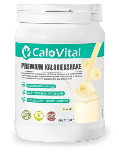 CaloVital Zunehmen Hochkalorische Trinknahrung - Proteine für gezielte Gewichtszunahme, mit leckerem Bananengeschmack und einer hohen Kaloriendichte für optimale Ergebnisse.