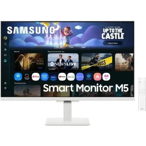 SAMSUNG LS27FM501EUXEN Smart Monitor M5, 27 Zoll - Vielseitiger Smart Monitor mit 68,6 cm (27 Zoll) für Streaming und Gaming. Genießen Sie direkten Zugriff auf kostenlose Inhalte und schützen Sie Ihre Daten mit KNOX Sicherheit. Ideal für Home-Office und Freizeit!