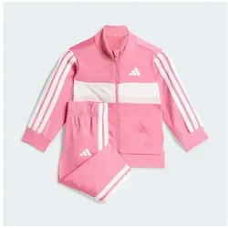 adidas Unisex Baby SEASONAL ESSENTIALS TIBERIO 3 STRIPES TRICOT TRACKSUIT - Stylischer Baby-Trainingsanzug in Pink mit durchgehendem Reißverschluss. Aus atmungsaktivem, schnell trocknendem Material für optimalen Tragekomfort. Ideal für aktive Kleinkinder!