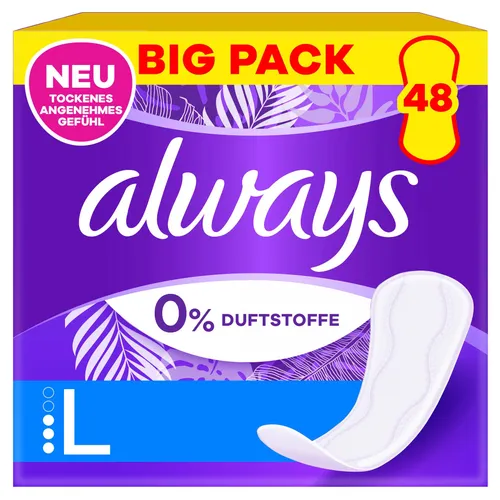 Always Daily Protect Long Slipeinlagen, 48 St. - SLIPEINLAGEN für Damen, maximaler Komfort und 100% zuverlässiger Menstruationsschutz mit Geruchsverriegelungstechnologie – ideal für Sport und Freizeit.
