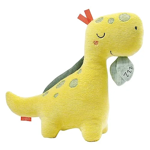 Fehn Kuscheltier Happy Dino - Nachtlicht & Glow-in-the-dark - Kuscheltiere mit Nachtlicht-Modul und „Glow-in-the-dark“-Bestickung, ideal als Schlummerlicht und Einschlafhilfe für Babys und Kleinkinder ab Geburt.