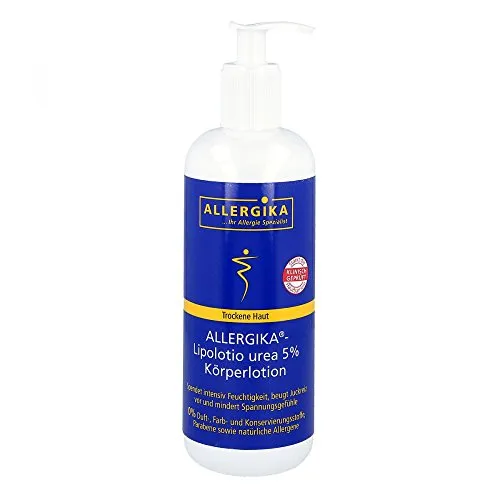 Allergika Lipolotio Urea 5% 500 ML - Ganzkörperpflege mit 5% Urea für intensive Feuchtigkeit, stärkt die Hautbarriere und mindert Juckreiz. Ideal bei trockener Haut, dermatologisch getestet und ohne Paraffin.