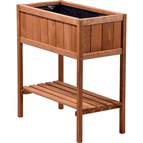 dobar® 58250e Kompaktes Hochbeet - Erhöhtes Gemüsebeet für Balkon und Garten - Hochbeet aus wetterfestem Kiefernholz (76 x 40 x 80 cm) mit praktischer Ablagefläche und einfacher Bepflanzung dank Pflanzfolie. Ideal für frische Kräuter und Gemüse.