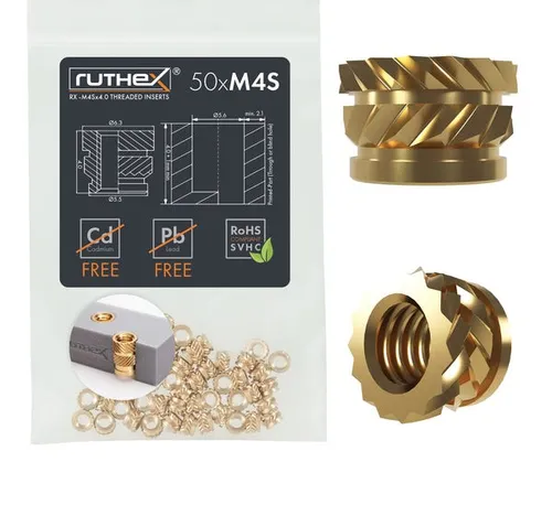 Ruthex M4 Short threaded insert – Rx-M4Sx4.0 - 50 pcs GE-M4Sx04-1