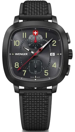 Wenger Quarzuhr 01.1933.114 - Herrenuhr Vintage Sport Chronograph 40mm - Armbanduhren mit Swiss Made Quarzwerk, 5ATM wasserdicht und sportlichem Design – ideal für aktive Herren.