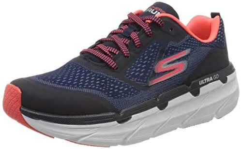 Skechers Damen MAX Cushioning Premier Sneaker zum Reinschlüpfen, NVY Synthetic/Pink Trim, 37 EU