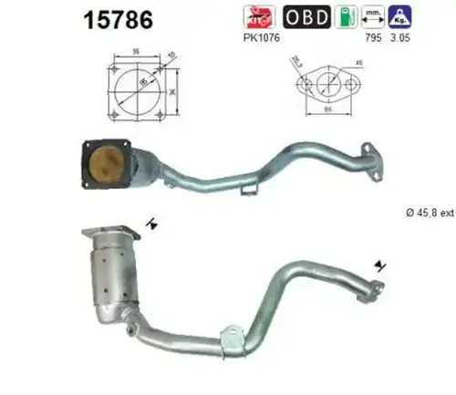 AS Katalysator 15786 - Auspuffanlagen & Zubehör, hochwertiger Katalysator für optimale Abgasreinigung und verbesserte Motorleistung