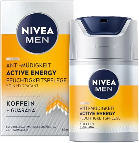NIVEA MEN Active Energy Gesichtspflege Creme 50 ml - Tagespflege für Männer, revitalisierende Gesichtscreme mit Koffein für ein waches Hautgefühl und schnelle Feuchtigkeitsversorgung.