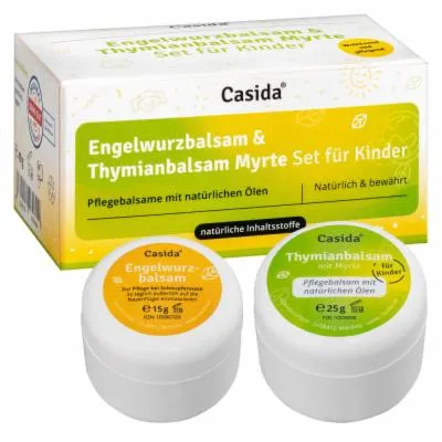 Engelwurzbalsam & Thymianbalsam mit Myrte Kinder Set - Arzneimittel zur sanften Pflege bei Erkältungen, ideal für empfindliche Kinderhaut mit natürlichen Ölen und antibakteriellen Wirkstoffen.