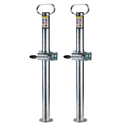 DEMA Anhängerstützen Set 2x70 cm mit Halterungen - Universalzubehör für Anhängerkupplungen, stabil und tragfähig mit 450 kg pro Stütze, ideal für sicheres Abstellen von PKW Anhängern.