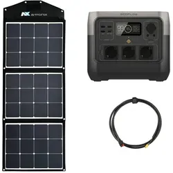 EcoFlow River 2 Pro 768Wh Portable Powerstation mit 135W Solarmodul - Powerstations mit 768Wh Kapazität, ideal für Camping und Outdoor-Abenteuer, inklusive effizientem 135W Solarmodul für nachhaltige Energieversorgung.