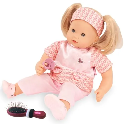 Götz Maxy Muffin - 42 cm Babypuppe mit blonden Haaren und blauen Schlafaugen, modischer Sommeranzug und waschbarer Weichkörper für kreatives Spiel