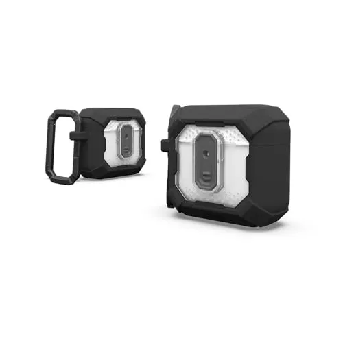 URBAN ARMOR GEAR Plasma Case für Apple AirPods 4 (2024) - Audio-Zubehör mit militärischem Schutzstandard, magnetisch und kabellos ladbar – ideal für unterwegs mit abnehmbarem Karabinerhaken.