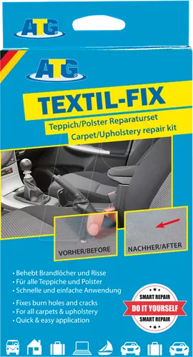 KFZ SR ATG004 - 13-teiliges Reparaturset für Polster und Teppich - Autopflege & Motorradpflege: Universelles Set zur schnellen Reparatur von Brandlöchern und Rissen in Autositzen, Teppichen und Möbeln - spart Kosten für teure Reparaturen!