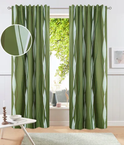 Otto Home Vorhang "Dimona Blackout" Gr. 1, grün (olivgrün), 145cm, Multifunktionsband, Multifunktionsband, 130cm