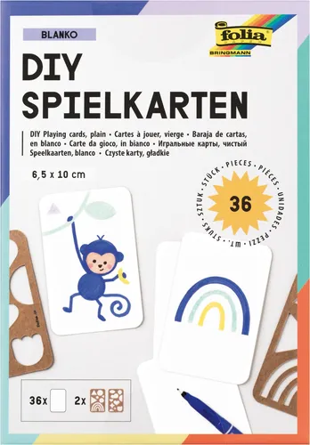 folia Blanko Spielkarten Set 36 Stück 6,5 x 10,0 cm Geschenkidee Kartenspiel