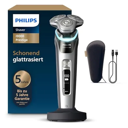 PHILIPS XP9204/10 Elektrorasierer i9000 Prestige - Hochwertiger Elektrorasierer mit Triple Action Lift & Cut-Rasiersystem und Dual SteelPrecision Klingen für eine präzise, hautnahe Rasur. Ergonomisches Design und SkinIQ-Technologie für optimalen Komfort.