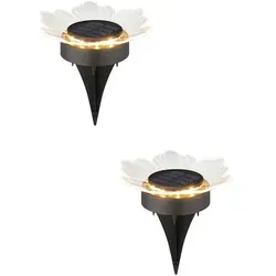 Ambia Garden Solarleuchtenset Lisianthus, Schwarz, Transparent, Kunststoff, 2-teilig, Blume, 14 cm, CE, mit Schalter, Lampen & Leuchten, Außenbeleuchtung, Solarleuchten