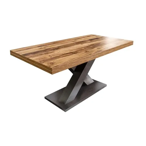 riess-ambiente Esstisch MONTREAL 180-280cm - Esstisch für bis zu 12 Personen, ausziehbar mit elegantem Holz-Design und pflegeleichtem Schwarzstahlgestell – ideal für gesellige Runden.