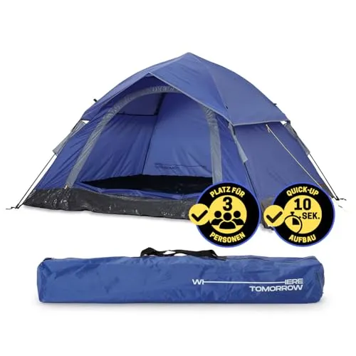 Lumaland Camping Zelt | Leichtes Pop Up Wurfzelt für 2-3 Personen - Kuppelzelt für Camping und Festivals, blitzschneller Auf- und Abbau dank innovativem Faltsystem, wasserdicht und wetterfest, idealer Schutz vor Sonne, Wind und Regen.