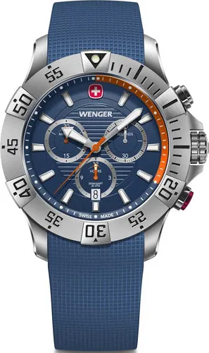WENGER Herren Armbanduhr Seaforce Chronograph – Swiss Made, 200m wasserdicht - Armbanduhren für Herren: Elegante Sportuhr mit präzisem Schweizer Quarz-Uhrwerk, ideal für Abenteuer und Tauchgänge bis 200m. Robust und stilvoll mit Silikon-Armband.