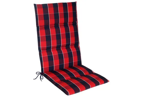 KETTLER Hochlehnerauflage 851, Gartenstuhlauflage Hochlehner 120x48x3cm, Rot-Blau Kariert