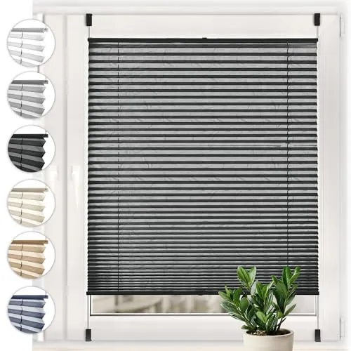 Sonello Plissee Crush Klemmfix 75x160cm – Anthrazit - Blickdichtes Faltrollo in Anthrazit, ideal für Fenster und Türen. Einfache Montage ohne Bohren dank Klemmfix-System. Perfekter Lichtschutz mit modernem Design.