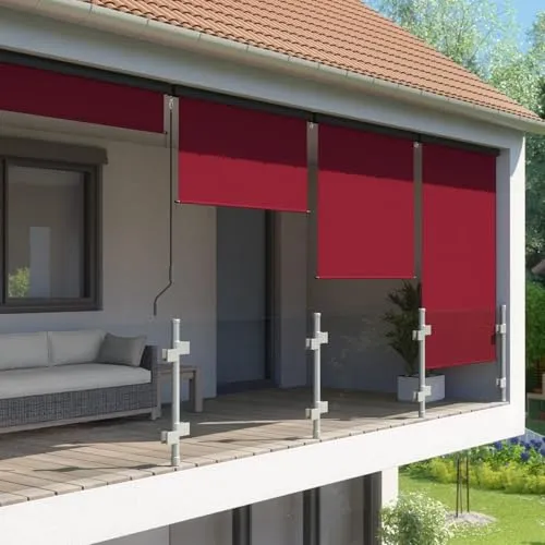 empasa Senkrechtmarkise weinrot, anthrazit/schwarz metallic - Balkonsichtschutz in verschiedenen Farben und Größen, ideal für Sichtschutz und Sonnenschutz auf Balkon oder Terrasse.