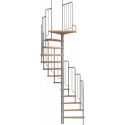 Spindeltreppe Barcelona Holz/Metall mit Geländer 138 cm - Die elegante Spindeltreppe Barcelona überzeugt durch ihr modernes Design und die hochwertige Verarbeitung. Ideal für Geschosshöhen von 229 bis 291 cm, lässt sie sich individuell anpassen und ist perfekt für eckige Deckenöffnungen.