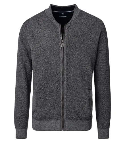 CASAMODA Strickjacke uni - Herren, Gr. XL, dunkelgrau - Herren-Strickjacke aus 100% Baumwolle, bügelleicht und ideal für jede Gelegenheit. Zeitloses Design mit Rundhalsausschnitt und zwei praktischen Seitentaschen.