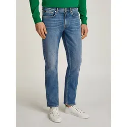 Tommy Hilfiger Herren Straight Denton Jeans - Gerade geschnittene Stretch-Denim Jeans in Light Blue, ideal für lässige Outfits, mit 5-Pocket-Style und hochwertigem Tommy Hilfiger-Branding.