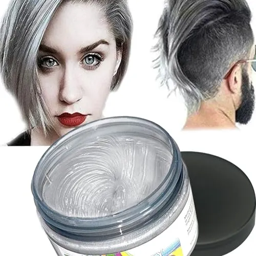 Haarfarbe Wachs, natürliche Matte Frisur für Party. Cosplay, Halloween (Slivere Grau)
