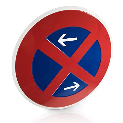 SafetyMarking® Verkehrsschild Absolutes Haltverbot Mitte | Durchmesser: 31,5 cm | Material: Aluminium | Befestigungsart: Zum Verschrauben | Parken verboten | Verkehrskennzeichnung