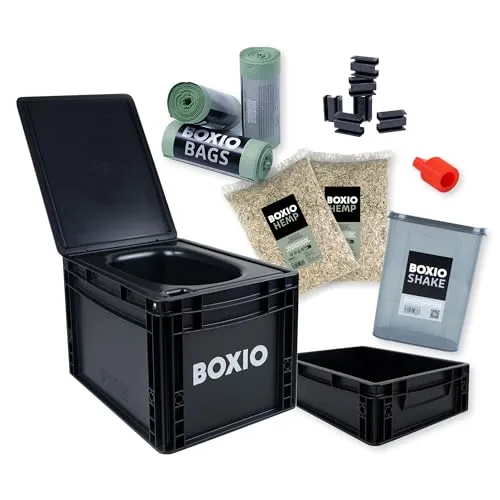 BOXIO-TOILET Max+ Trockentrenntoilette, schwarz - Trenntoiletten, ultraleicht und kompakt, ideal für unterwegs oder im Gartenhaus – die perfekte Alternative zu Chemietoiletten.