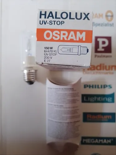 1x OSRAM Halolux UV-STOP 150W 230V E27 Halogen Glühlampe Original NEU OVP  64478