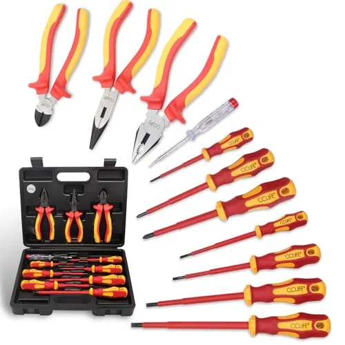 CCLIFE 11 tlg VDE Isoliertes Schraubendreher Set - Schraubendreher-Sets mit VDE-geprüften Werkzeugen, ideal für Elektroarbeiten bis 1.000 Volt. Ergonomische Griffe und praktische Transportbox sorgen für Sicherheit und Ordnung.