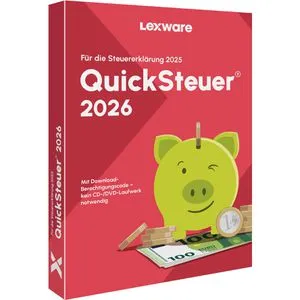 Lexware QuickSteuer 2026 Box für 1 User – 12 Monate - Optimale Steuererklärung leicht gemacht! Die Lexware QuickSteuer 2026 Box bietet eine benutzerfreundliche Softwarelösung für Ihre Steuerangelegenheiten, ideal für private Nutzer.