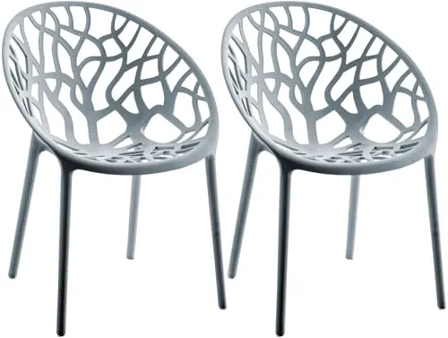 CLP 2er Set Gartenstühle Hope - Stapelbare, wetterfeste Kunststoffstühle in Grau - Stapelbare Stühle für Innen- und Außenbereich, komfortabel und pflegeleicht, ideal für Garten, Terrasse oder Balkon.