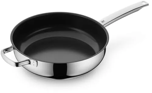 WMF Durado Schmorpfanne Induktion 28 cm - Pfanne aus Cromargan Edelstahl mit keramischer Antihaftbeschichtung für fettfreies Braten. Hitzebeständig bis 400°C, ideal für gesundes Kochen auf allen Herdarten.