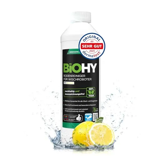 BiOHY Bodenreiniger für Wischroboter mit Frischeduft (500 ml) | Reinigungsmittel Konzentrat für alle Wisch & Saugroboter mit Nass-Funktion | Schaumarm & Streifenfrei | Für alle Böden