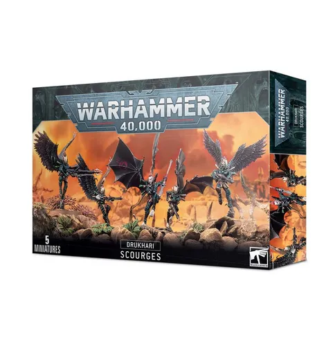 Warhammer 40.000 - Drukhari Scourges - 40K Miniaturen, mehrteiliger Bausatz für 5 Scourges, inklusive 80 Einzelteilen und 5 Rundbases (25 mm), ideal für Sammler und Tabletop-Spieler.