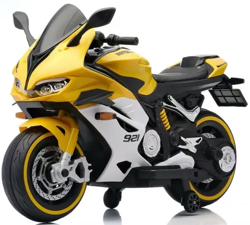 XXL Elektro-Kindermotorrad Kinderfahrzeug Motorrad für Kinder bis 8 Jahren  12V–2x55W USB/AUX/Bluetooth 130 x 55 x 87 cm Gelb (BJFT921 )