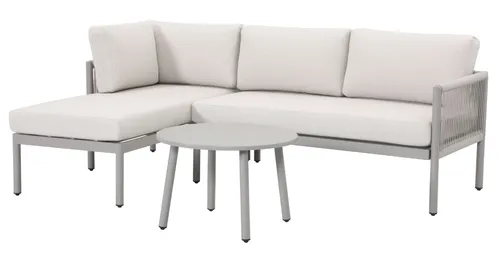 OUTDOOR Garten-Loungeset Gatteo GL3A-5645 - Elegantes Loungeset mit Aluminiumgestell in taupe, ideal für entspannte Stunden im Freien. Inklusive 2-Sitzer Sofa und Couchtisch, robust und stilvoll.